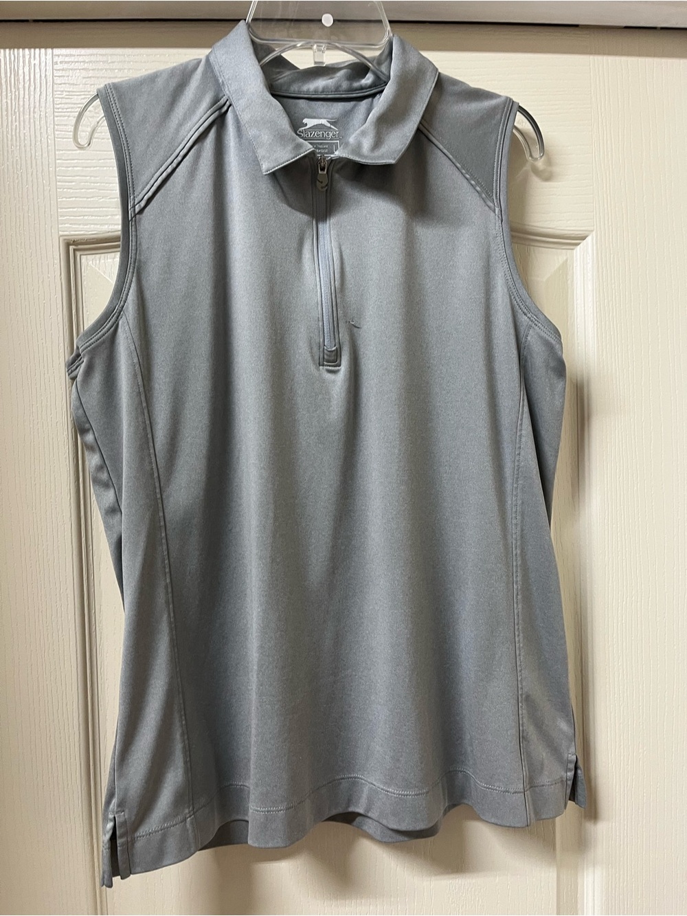 Slazenger Sleeveless Quarter-Zip Golf Polo in Light Gray